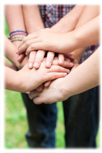 Teens' hands toghether